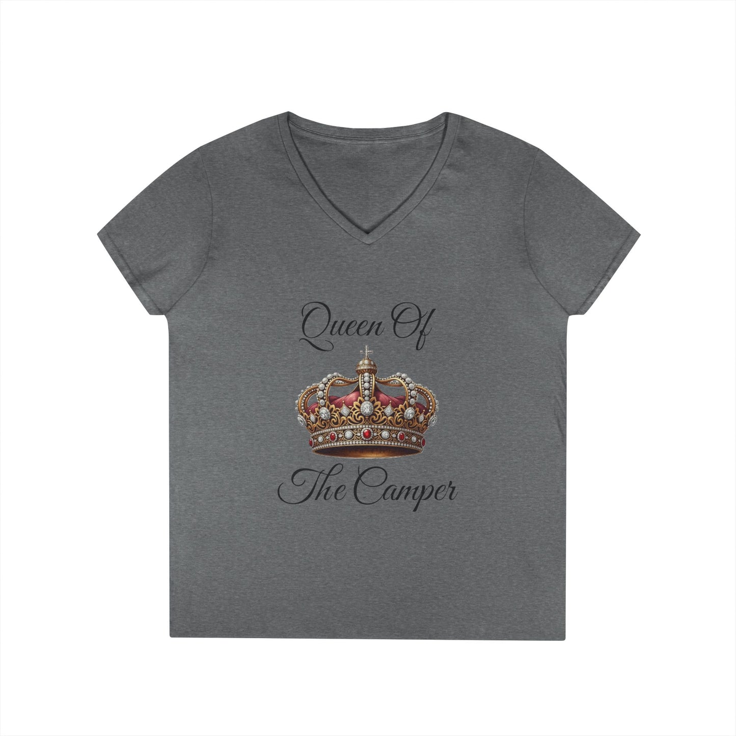 Queen of the Camper V-Neck T-Shirt, Camping Tee, Outdoor Adventure Shirt, Gift for Campers, Women's Nature Top