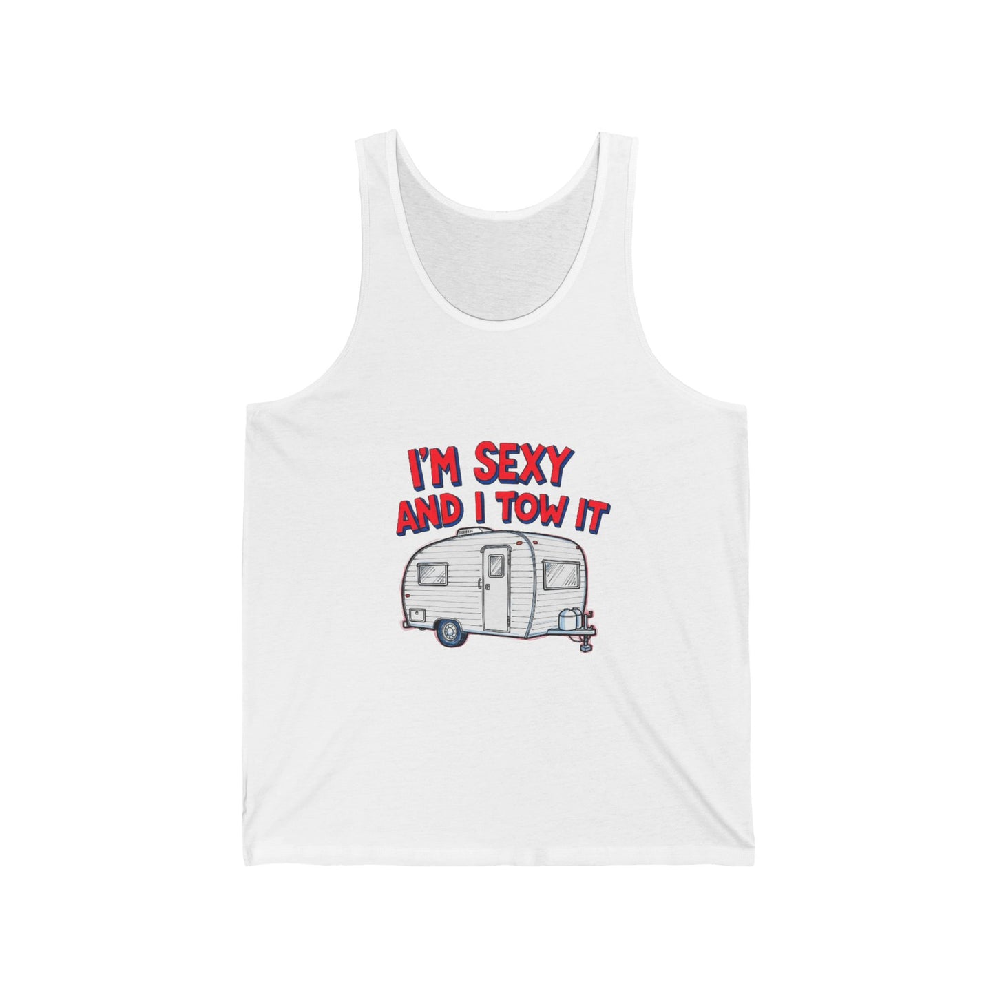 Unisex Jersey Tank with Humorous Camping Quote