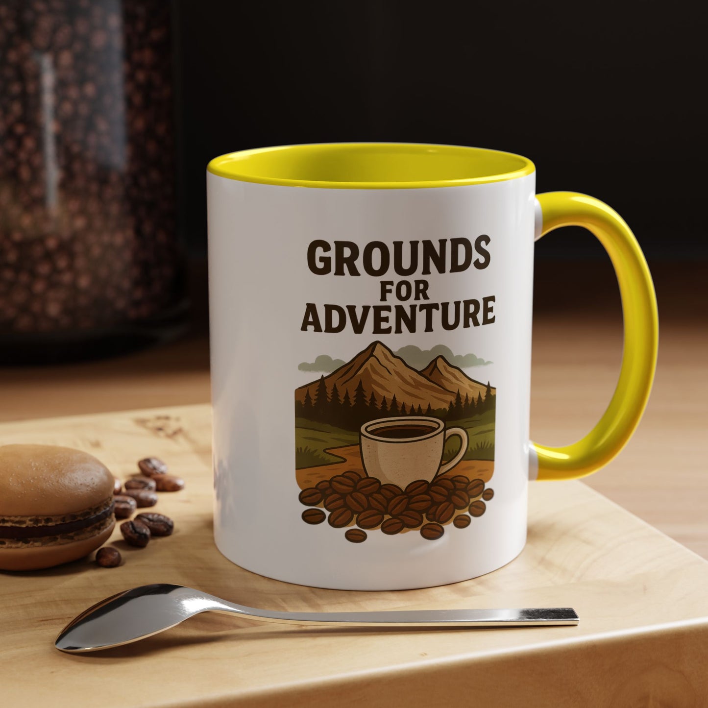 Adventurous Coffee Mug: Grounds for Adventure, Travel Mug, Camping Gift, Coffee Lover’s Present, Hiking Accessory