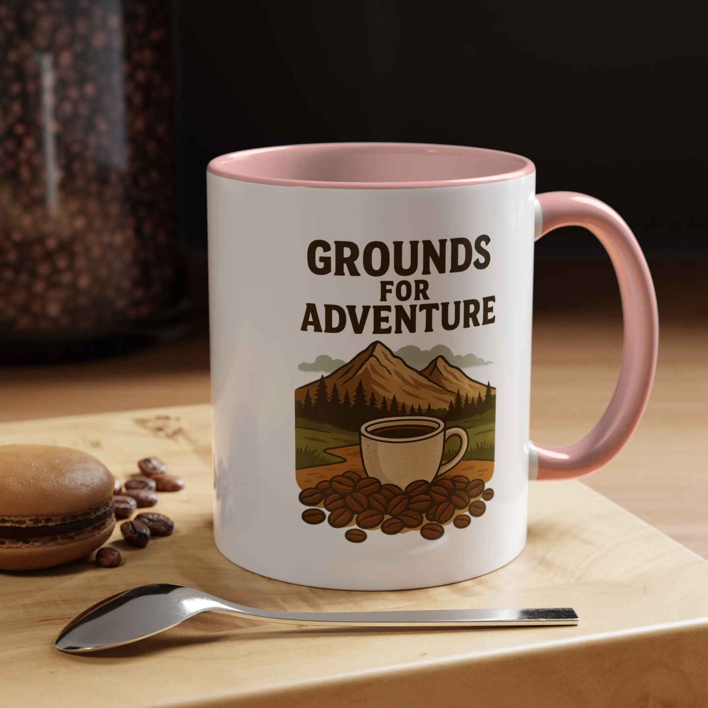 Adventurous Coffee Mug: Grounds for Adventure, Travel Mug, Camping Gift, Coffee Lover’s Present, Hiking Accessory