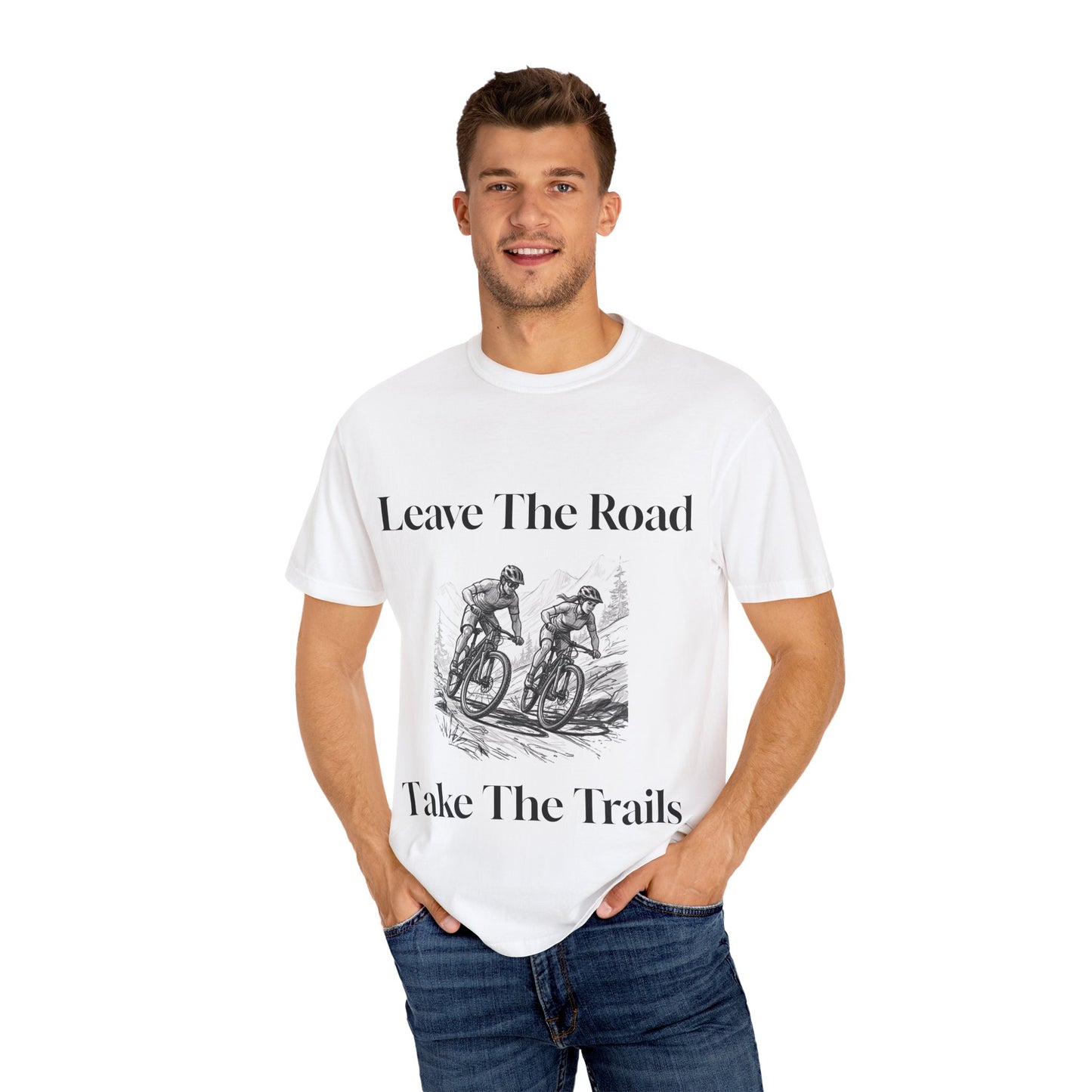 Adventure Cycling T-Shirt, Leave The Road Take The Trails Tee, Outdoor Gift, Unisex Graphic Shirt, Biking Apparel, Nature Lover Top