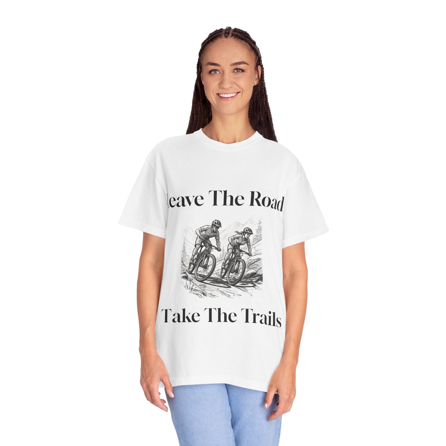 Adventure Cycling T-Shirt, Leave The Road Take The Trails Tee, Outdoor Gift, Unisex Graphic Shirt, Biking Apparel, Nature Lover Top