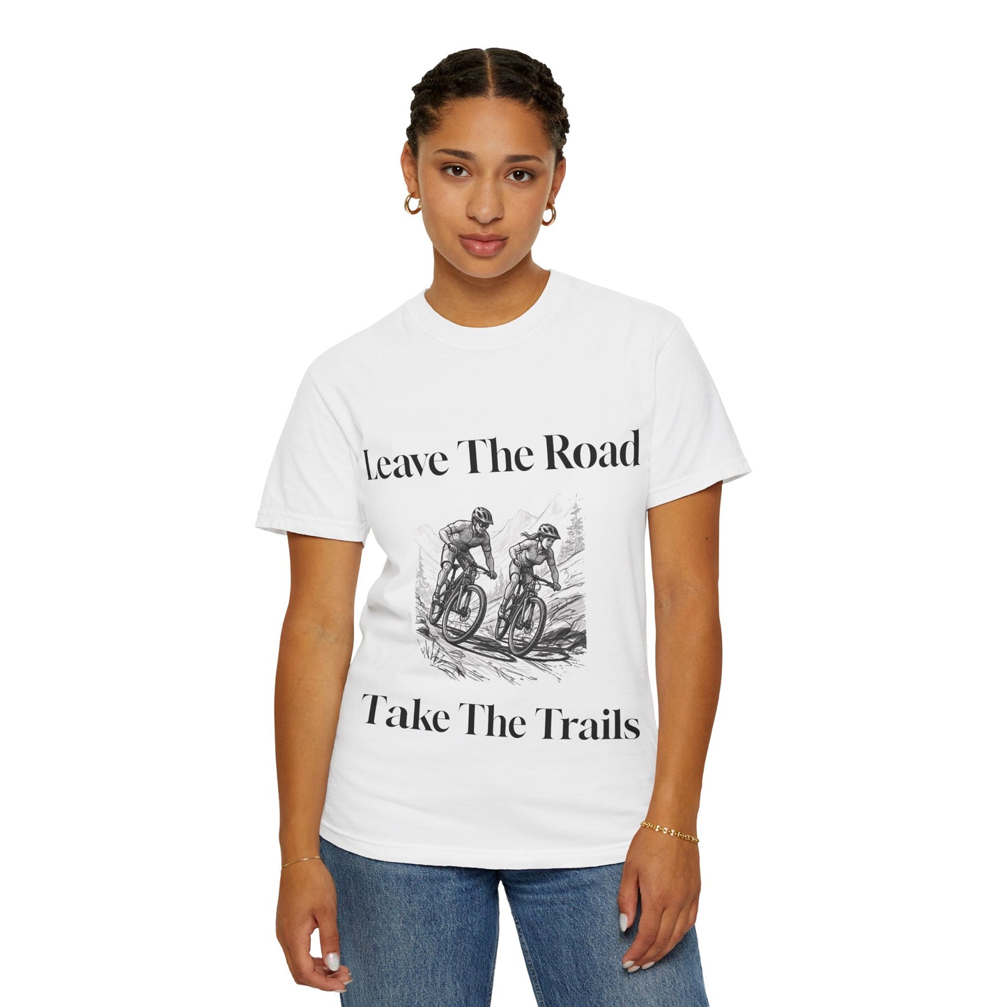 Adventure Cycling T-Shirt, Leave The Road Take The Trails Tee, Outdoor Gift, Unisex Graphic Shirt, Biking Apparel, Nature Lover Top