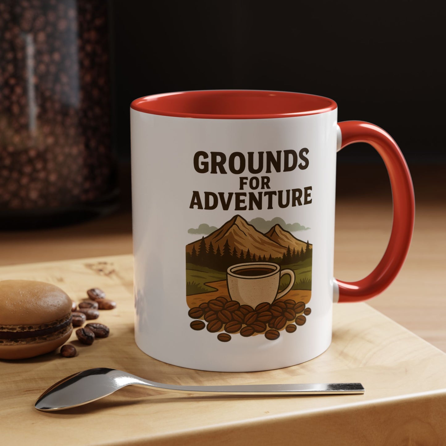 Adventurous Coffee Mug: Grounds for Adventure, Travel Mug, Camping Gift, Coffee Lover’s Present, Hiking Accessory