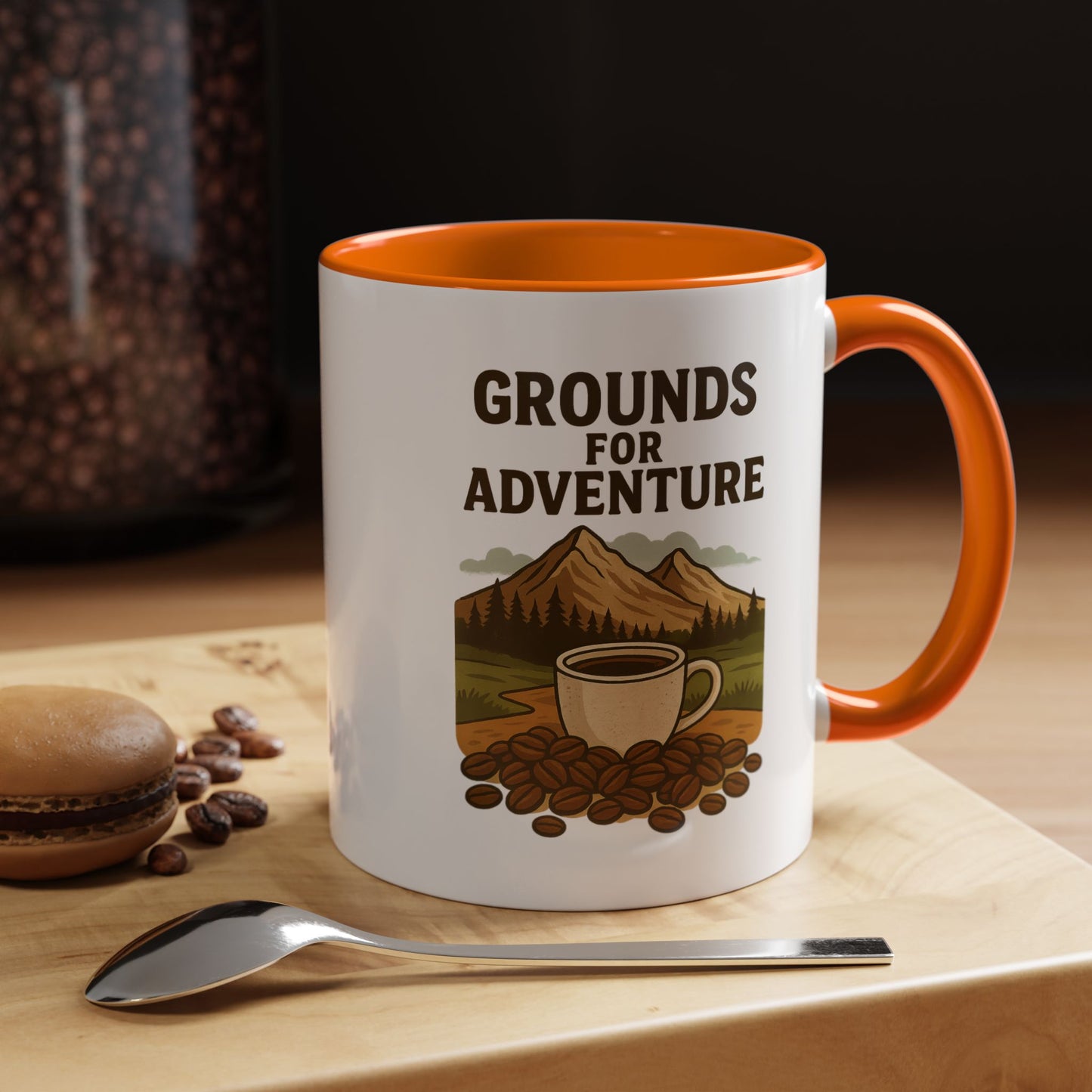 Adventurous Coffee Mug: Grounds for Adventure, Travel Mug, Camping Gift, Coffee Lover’s Present, Hiking Accessory