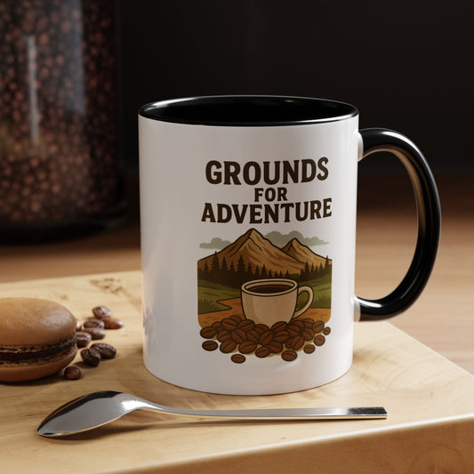 Adventurous Coffee Mug: Grounds for Adventure, Travel Mug, Camping Gift, Coffee Lover’s Present, Hiking Accessory