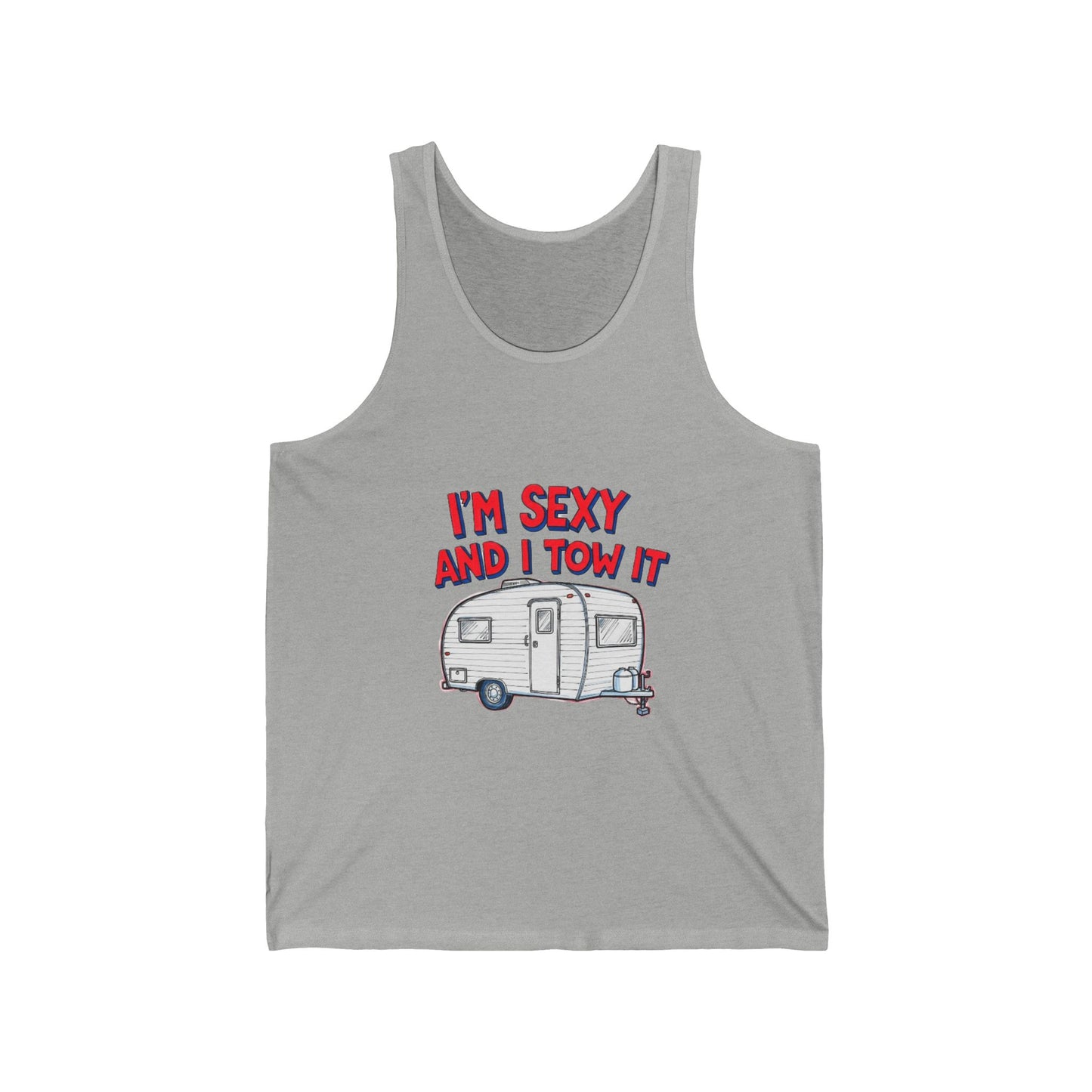 Unisex Jersey Tank with Humorous Camping Quote