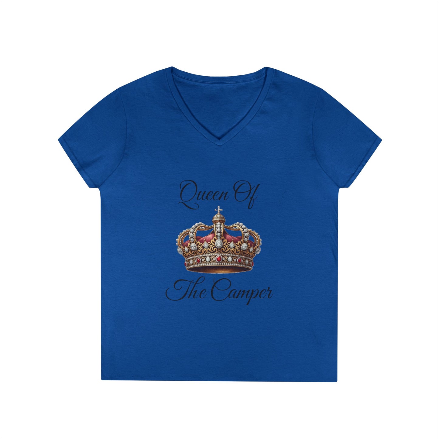 Queen of the Camper V-Neck T-Shirt, Camping Tee, Outdoor Adventure Shirt, Gift for Campers, Women's Nature Top