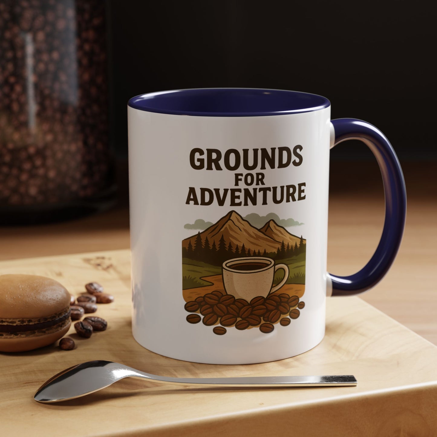 Adventurous Coffee Mug: Grounds for Adventure, Travel Mug, Camping Gift, Coffee Lover’s Present, Hiking Accessory