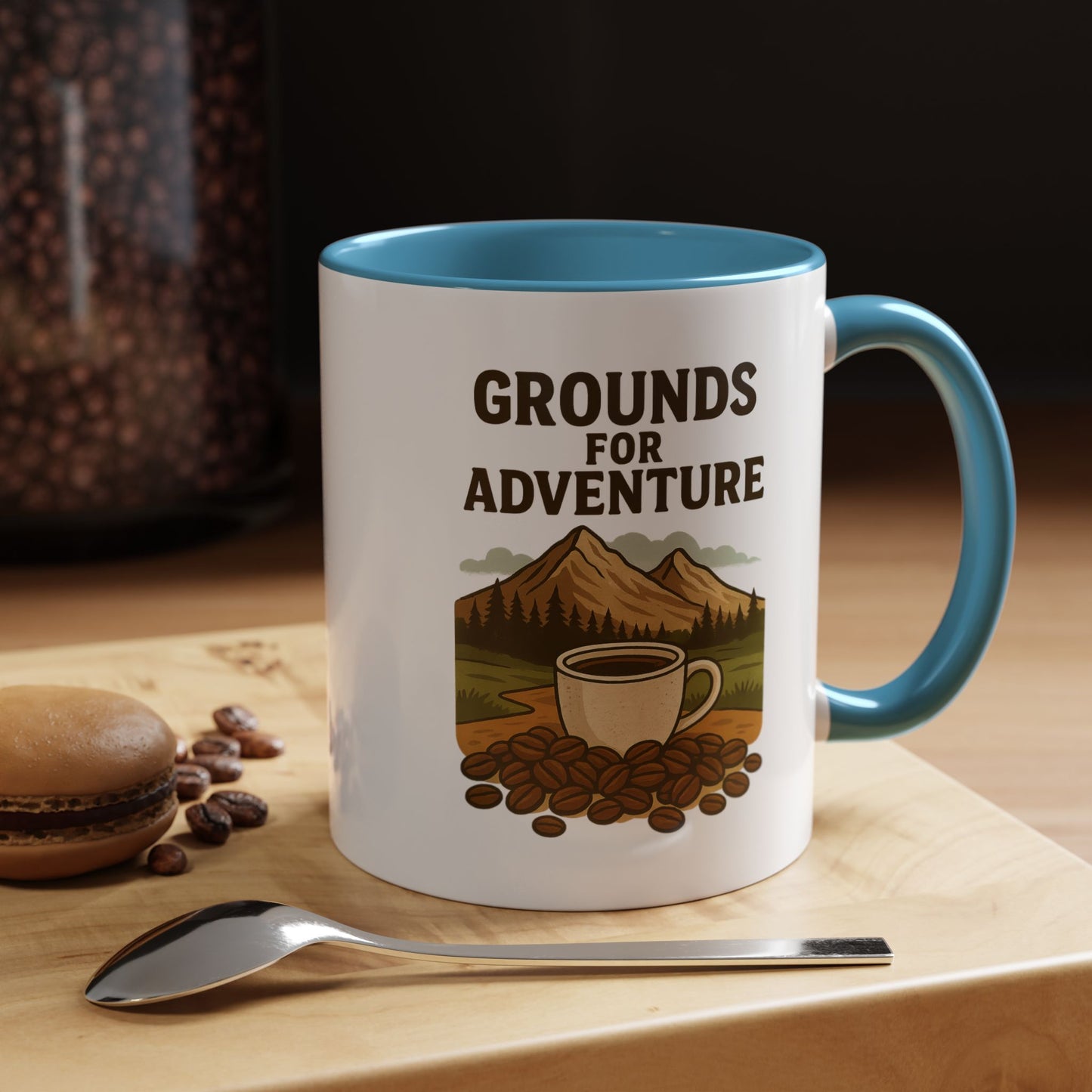 Adventurous Coffee Mug: Grounds for Adventure, Travel Mug, Camping Gift, Coffee Lover’s Present, Hiking Accessory
