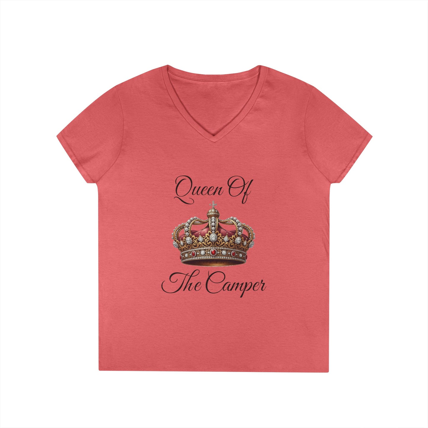 Queen of the Camper V-Neck T-Shirt, Camping Tee, Outdoor Adventure Shirt, Gift for Campers, Women's Nature Top